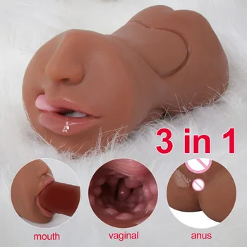 3 в 1 мъжки мастурбатор реалистичен вагина джоб путка силиконови вагини уста анален свирка мастурбация възрастни секс играчки за мъже 18