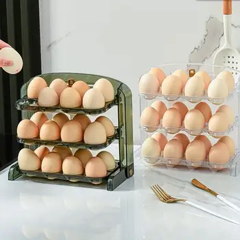 3 слой Контейнер за яйца Тава за съхранение на яйца с голям капацитет висококачествена тава за органайзер за яйца Кутия за съхранение на яйца за хладилник за многократна употреба