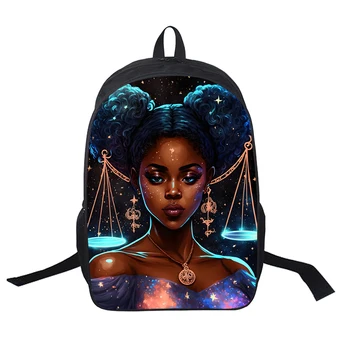 3D Mochila Puff коса африкански черно момиче тийнейджъри обратно пакет магия меланин попин училищни чанти за момчета момичета училище раница раница
