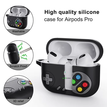 3D ретро игрова конзола Силиконов калъф за слушалки Airpods Pro 2 3 Pro2 Air Pods 3 Pro2 Airpods3 Soft TPU Fundas с метална кука