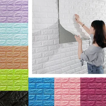 3D стикери за стена тухла водоустойчив самозалепващ тапет за хол кухня телевизор фон декор