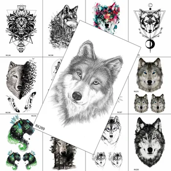 3D Черно вълк временни татуировки фалшив waterpoof реалистични листове Coyote стикер боди арт рисуване ръка Wasit татуировка хартия за мъже