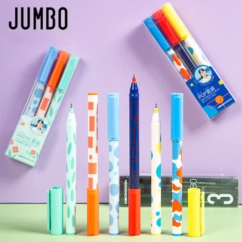 3pcs Kaco Jumbo гел мастило писалка комплект пастел поп абстрактен стил японски дизайн 0.5mm Ballpoint Liner Marker Училище за писане A6249