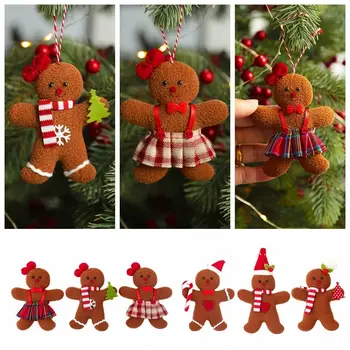 3PCS Кафява Коледа висящи висулка парти консумативи Начало декор Коледно дърво декорация Gingerbread Man кукла фестивал благоприятства