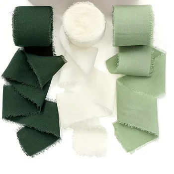 3Pcs коприна като панделки с прости цветове, използвани за опаковане на букет, декорация на сватбена вратовръзка, занаяти с писмо-покана