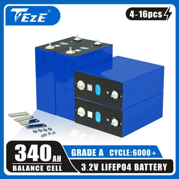 4-16PCS 3.2V 340AH Lifepo4 батерия клас A DIY 12V 24V 48V акумулаторна литиево-железен фосфат тесто за EV RV EU без данък
