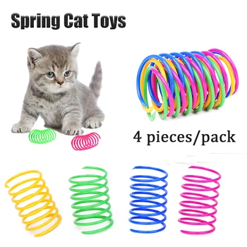 4/8/12/20pcs Cat Spring Toy Interactive Kitten Cat Toys Пластмасови цветни спирални пружини Cat Funny Toys Pet Accessories Set