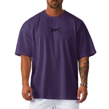 4 цвята лятна мрежа дишаща бързо суха извънгабаритна свободна тениска Фитнес зали Културизъм Случайни къс ръкав мъже улица случайни риза