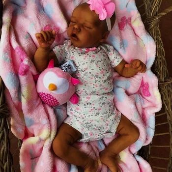 43CM афро-американски прероден бебе кукла близнак завършено новородено черно момиче преждевременно бебе колекционерска кукла изкуство най-добър подарък за деца