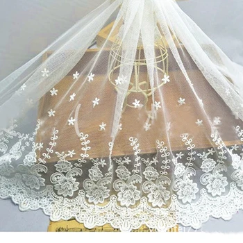 45см Ръчно изработени DIY аксесоари за облекло Бяла бродерия дантела плат завеси диван дантела подстригване за декорация на сватбена рокля