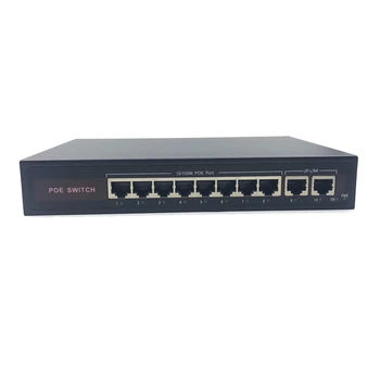 48V Ethernet POE превключвател с 8 10/100Mbps порт IEEE 802.3 af/at Подходящ за IP камера / безжична AP / CCTV камера система
