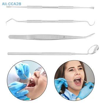 4PCS/Set Комплект инструменти за дентална хигиена Зъболекар Зъбен камък Скрепер скалер Отстраняване на плаката Почистване на зъби Инструмент за грижа за устната кухина