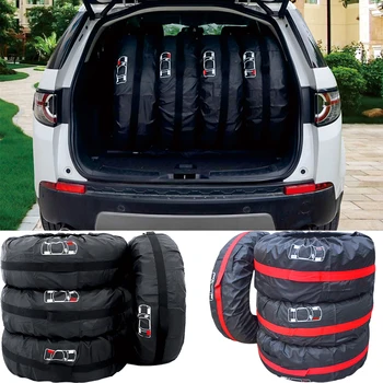 4PCS капак за автомобилни резервни гуми Чанти за съхранение на гуми за автоматично колело Прахоустойчив протектор за колелата Полиестерна чанта Автомобилни гуми за съхранение