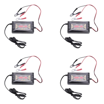 4X Son-1210D + LCD интелигентно бързо оловно-киселинно зарядно устройство за батерии 12V 10A за автомобилен мотоциклет EU Plug