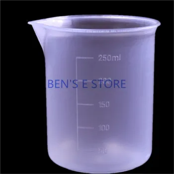 4бр/лот 250мл Пластмасова градуирана чаша Beaker Cup Лаборатория Химически комплект лаборатория PP бехерова чаша