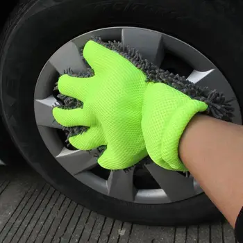 5-пръстови меки ръкавици за миене на автомобили Авто измиване на прозорци на тялото Почистване на микрофибър Меки ръкавици с пълни пръсти Четка за почистване на кърпи
