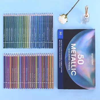 50 цвята Brutfuner метални цветни моливи рисуване цветен молив меко дърво молив за художник скица оцветяване изкуство доставки