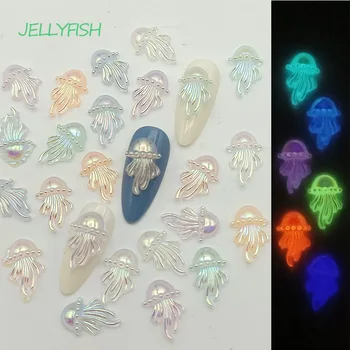 50PCS 3D светещи медузи нокти сексапил аксесоари части светят в тъмното маникюр декор нокти декорация доставки материал инструмент