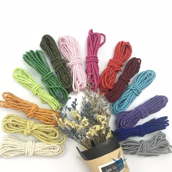 5mm 5 ярда 3 акции Усукани памучни найлонови шнурове Цветни DIY занаятчийски плетени декорация въже шнур колан аксесоари JK2020