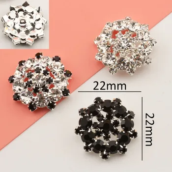5Pcs/Lot 22mm цвете ясно кристал кристал бутони център Scrapbook DIY декорация диамант метална основа за шиене бутон