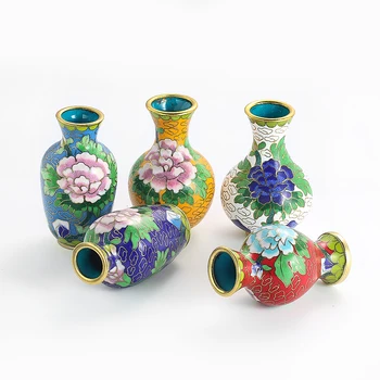 5PCS/SET Китайски Cloisonne ваза емайл висока температура уволнен цвете ваза декорация занаятчийски пътуване колекция