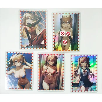 5Pcs/set Направи си сам Asuka Langley Soryu серия цветни флаш карти Kawaii подарък играчка игра аниме колекция карти