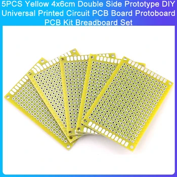 5PCS Жълт 4x6cm Двустранен прототип DIY Универсална печатна платка PCB съвет Protoboard PCB комплект Breadboard Set