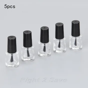5PCS/лот 5ML бутилка за лак за нокти с четка за многократна употреба Празен козметичен съдържател Прозрачна стъклена бутилка Инструмент за маникюр за нокти