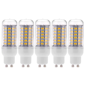 5X GU10 10W 5730 SMD 69 LED крушки LED царевица светлина LED лампа енергоспестяваща 360 градуса 200-240V топло бяло