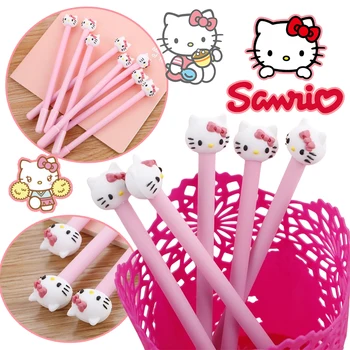 6/12 Sanrio Hello Kitty Neutral Pen Cartoon Anime Press Pen 0.5mm Pen School Supplie Girl Birthday Gift Cute Stationeries Награди
