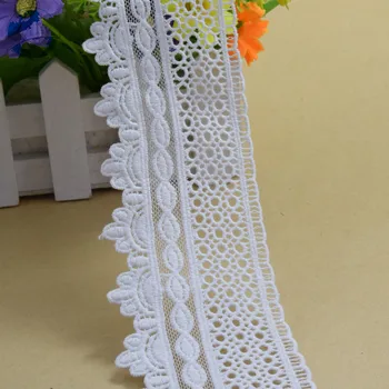 6cm ширина бял памук бродерия дантела френски панделка плат Guipure DIY подстригване Warp плетене Шевни сватбени аксесоари#2933