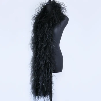 6Ply черна боа пухкави щраусови пера шал за занаятчийски костюм парти облекло шиене декорация подстригване 2 метра персонализирани