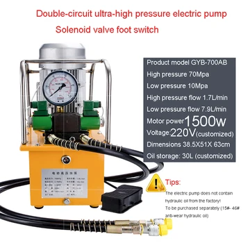  700AB 750W / 1500W двуконтурна електрическа хидравлична помпа с ултра високо налягане Електромагнитен клапан Foot Switch Хидравлична преса