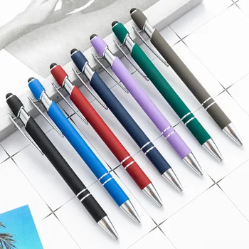 72pcs/lot Химикалка със стилус Накрайник Метална писалка Rainbow гумирана мека мека докосване химикалка дипломиране офис подаръци