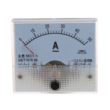  85C1 DC 0-50A правоъгълник аналогов панел амперметър габарит