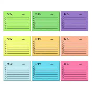 9Pcs Планиране на лепкави бележки Флуоресцентен цвят Супер лепкав офис бележник за цветна организация