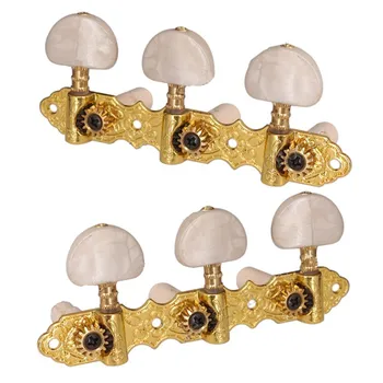 A Set Злато Класическа китара Струни Тунери Тунинг колчета Ключове Машинни глави с бяла перла Голям полукръг бутон аксесоари