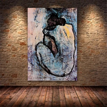 Abstract Blue Nude Woman By Pablo Picasso Canvas Paintings Wall Art Pictures Плакати и принтове за спалня Декорация на дома