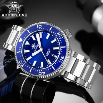 ADDIESDIVE Men Watch 316L Календарен часовник от неръждаема стомана Керамичен панел 100Bar Diver Sapphire Crystal BGW9 Супер светещи часовници
