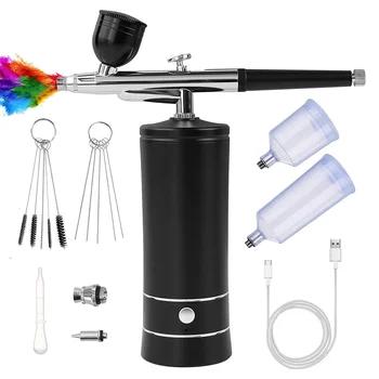 Air Brush Kit with Compressor, Air Brush Rechargeable Portable High Pressure Air Brushes with 0.3mm Nozzle