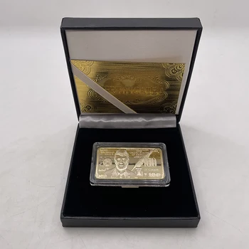 Amecia Доналд Тръмп позлатени кюлчета бар US президент 100 долара златно кюлче в кутия оригинална валута сувенирен подарък