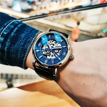 AOKULASIC Автоматични скелетни часовници Sports Top Brand Луксозни мъжки часовници Водоустойчив механичен ръчен часовник Male Relogio Masculino