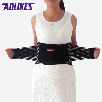 AOLIKES Еластична лумбална опора Двойни презрамки Компресия с 5 стоманени плочи, поддържащи протектор за гърба на талията Колан за бодибилдинг