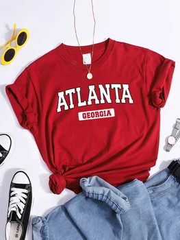 Atlanta Georgia Tshirt Round Neck Summer Breathable T-Shirt Hip Hop Casual Loose Tshirt Individual Essential Women Top
