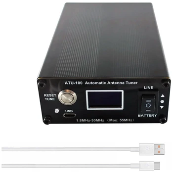 ATU-100 антена тунер за шунка радио 1.8-55Mhz автоматична антена тунер от N7DDC 100W отворен код къси вълни с батерия черен