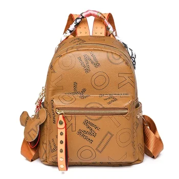 Backpack Дамска универсална мода PU мека кожа дамска чанта Leisure пътни чанти Проста ретро малка раница
