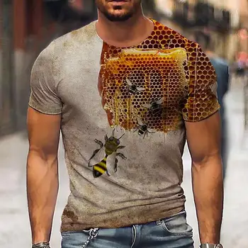 Bees Series 3D печат T ризи лято нов мъжки O-образно деколте къс ръкав животински тениска извънгабаритни улично облекло момчета деца смешно тениски върхове