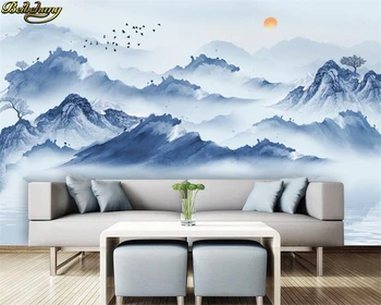 beibehang Персонализиран 3d тапет стенопис нов китайски стил мастило пейзаж живопис TV фон стена хартия papel de parede