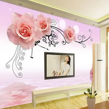 beibehang Роза отражение Персонализиран тапет 3D голяма спалня хол диван TV фон стенопис papel de parede фото тапет