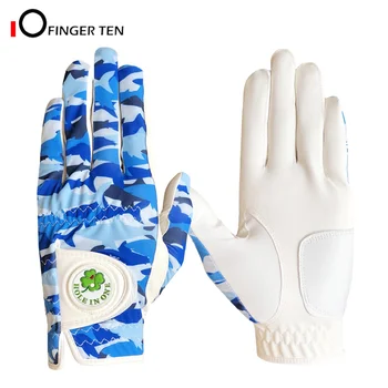 Blue Camouflage Design Ръкавици за голф Мъже с маркер за топка Cool All Weather Grip Лява дясна ръка Размер S M L XL